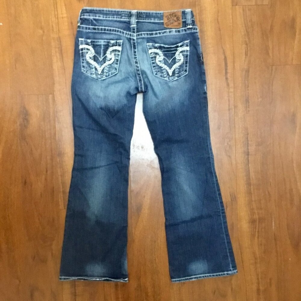 Big Star Maddie Blue Denim Jeans Embroidered Whiskered Womens 28 S Short